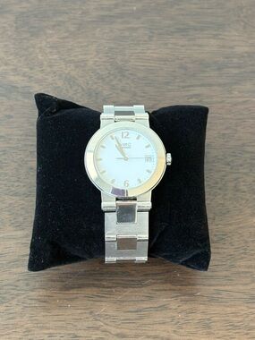 Movado Vizio Watch Stainless Steel Silver Dial Quartz Date Working Battery